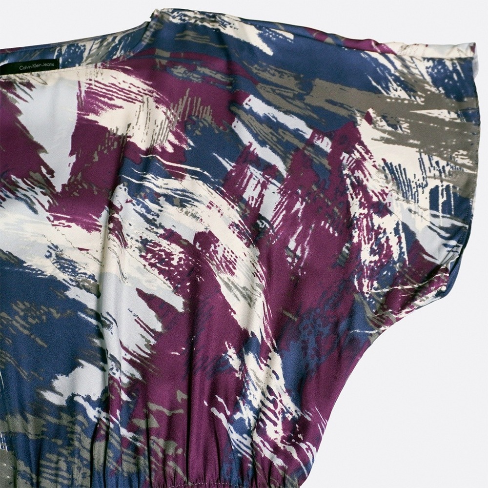 Calvin Klein Abstract Brushstroke Smocked‎ Waist Dolman Blouse 1X - Picture 4 of 8